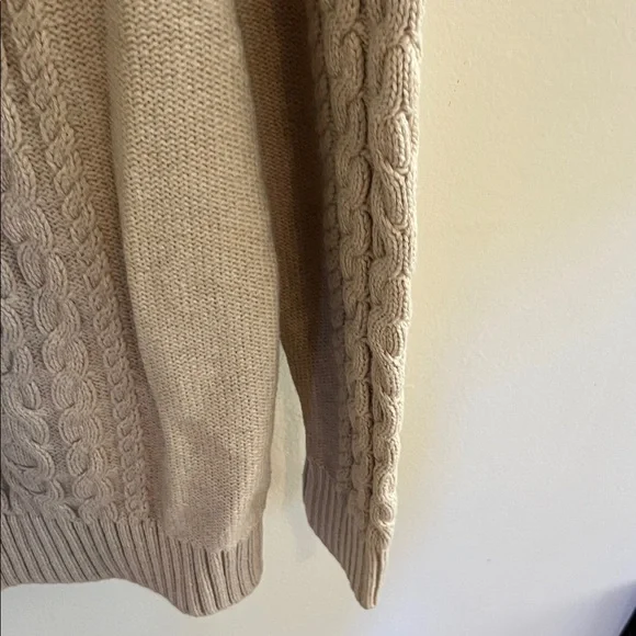 L.L. Bean Beige Knit Zip Up Cardigan - Picture 3 of 7